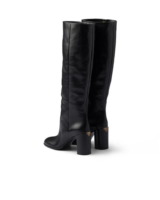 Prada Black Heeled Leather Boots