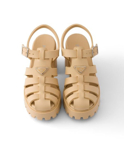 Prada Natural Rubber Platform Sandals
