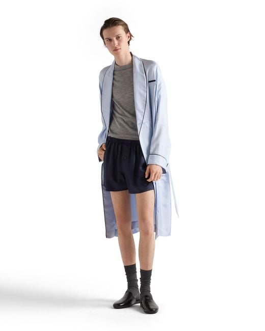 Prada Blue Silk Boxer Shorts for men
