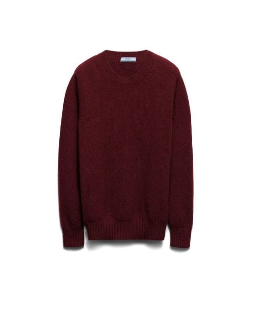 Prada Red Wool And Cashmere Crew-Neck Sweater