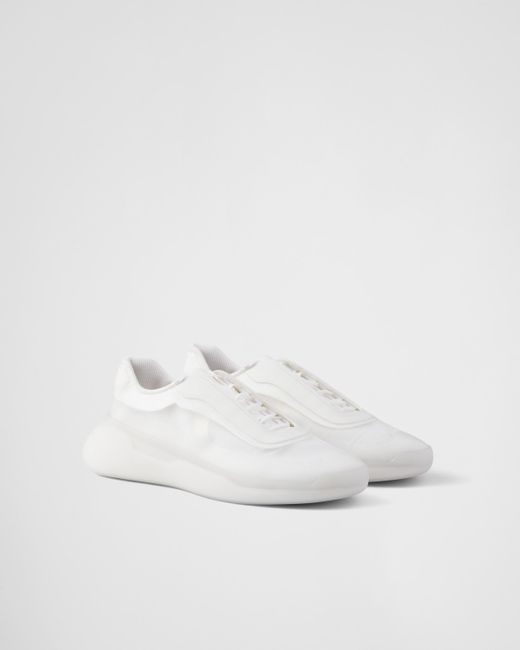 Prada White America's Cup Re-Nylon And Bike Fabric Sneakers, Size 8 for men