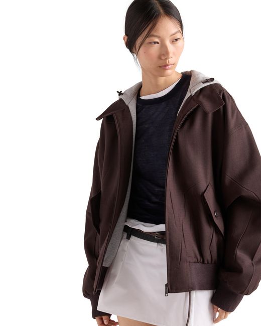 Prada Brown Hooded Rush Stitch Jacket, Ebony