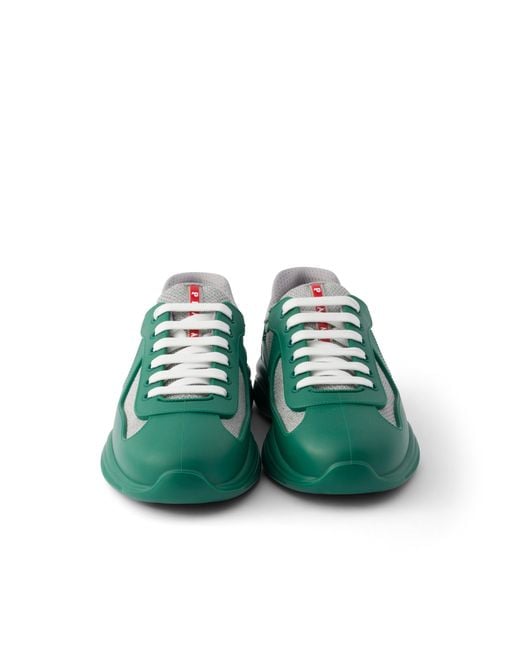 Prada Green America's Cup Soft Rubber And Bike Fabric Sneakers for men