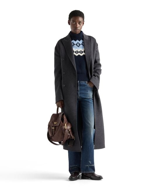 Prada Blue Wool And Cashmere Sweater