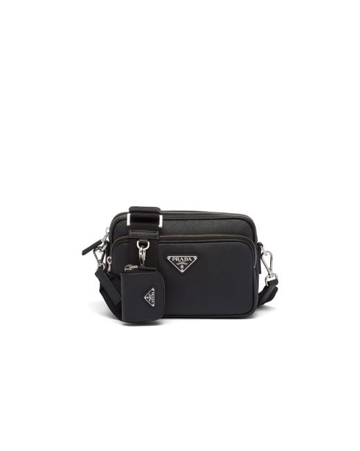 Bolso Bandolera De Piel Saffiano, Hombre Prada de hombre de color Black