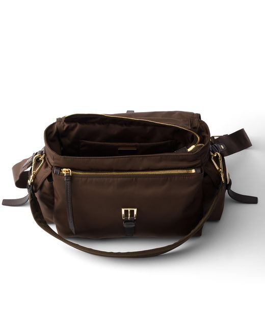 Prada Brown Explore Large Re-Nylon Shoulder Bag With Flap