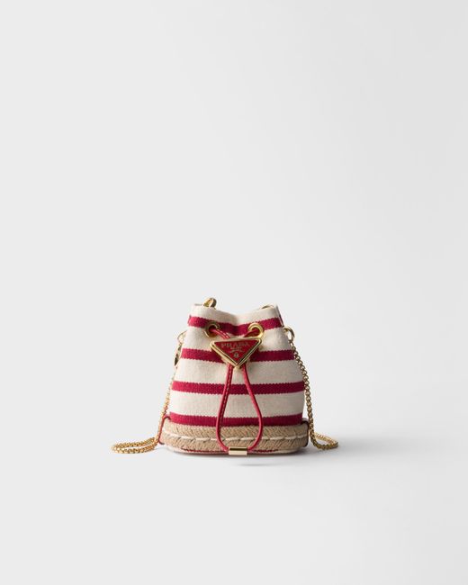 Prada Natural Striped Canvas Mini Bag