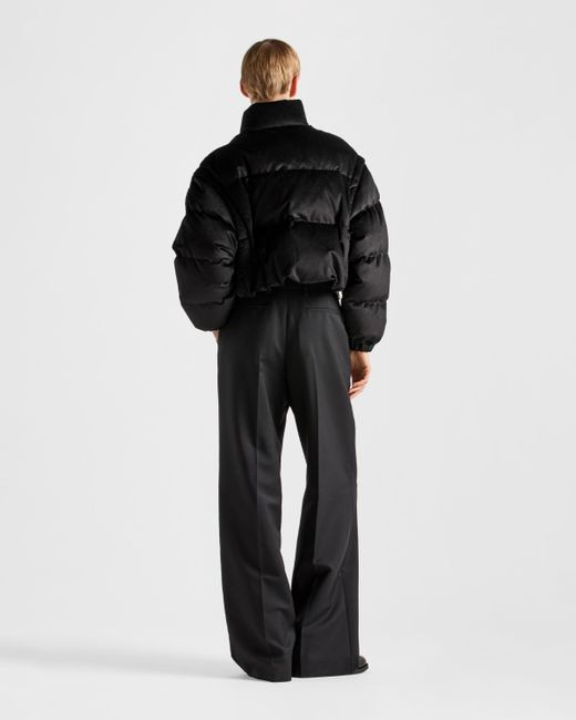 Prada Black Daunenjacke Aus Cord