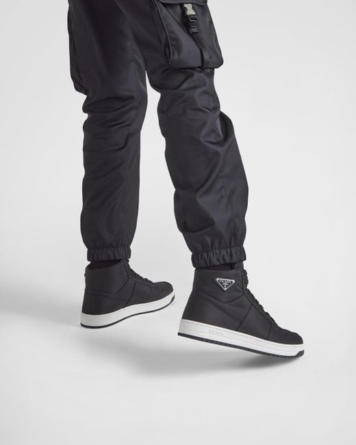 Prada Black Re-Nylon Gabardine High-Top Sneakers for men