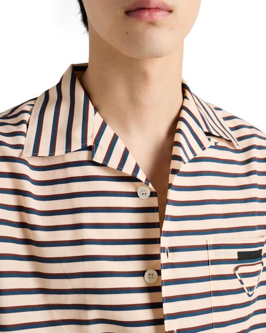 Camisa De Bolera De Algodón A Rayas Prada de hombre de color Gray