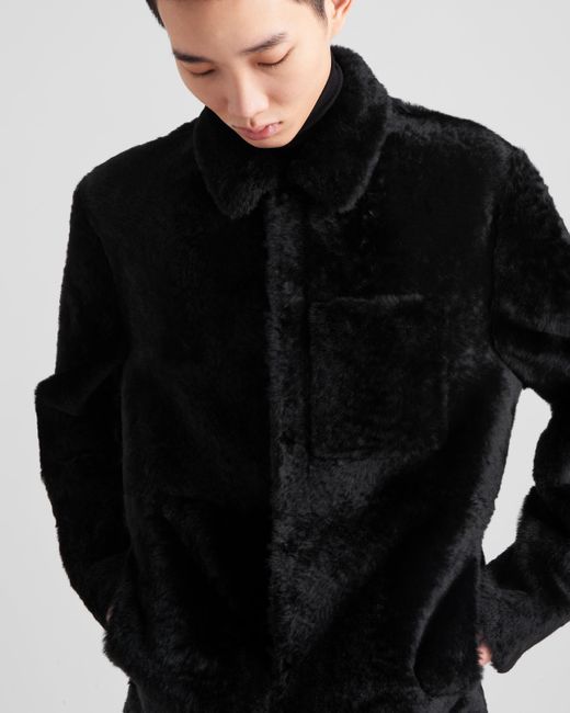 Prada Black Shearling Blouson Jacket for men