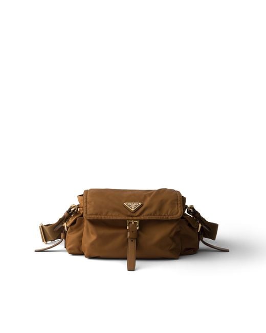 Prada Brown Explore Medium Re-Nylon Shoulder Bag With Flap
