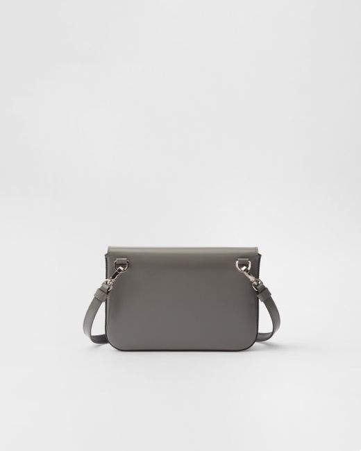 Prada Gray Brushed Leather Mini-Bag With Shoulder Strap for men