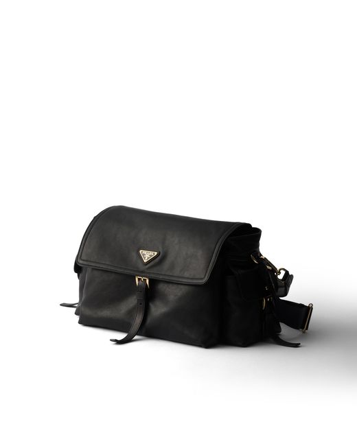 Prada Black Explore Large Nappa Leather Shoulder Bag With Flap