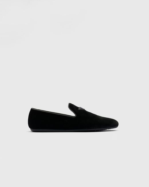 Prada Loafer aus Samt mit Triangel-Logo in Black für Herren