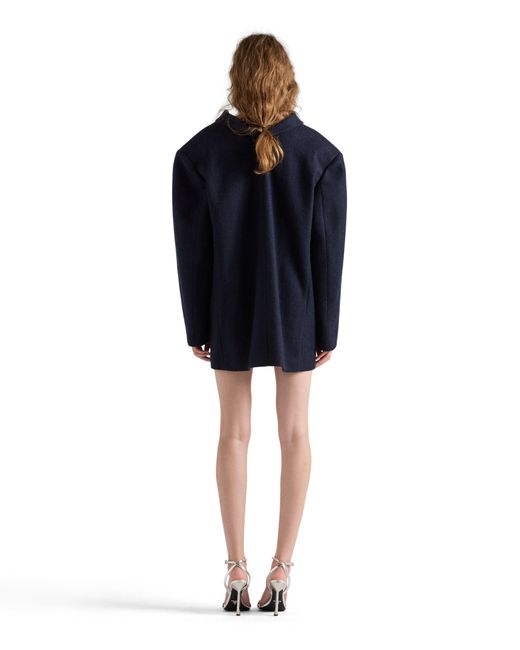 Prada Blue Shetland Wool Jacket With Jewel Buttons