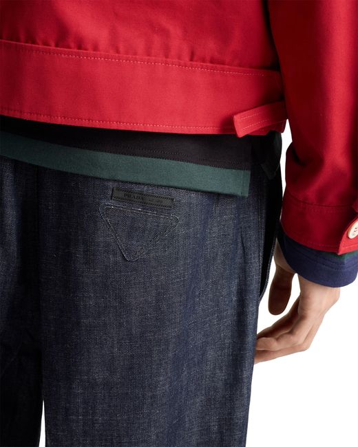 Prada Blue Regular Raw Denim Jeans for men