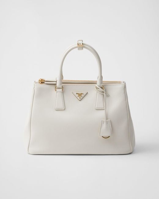 Prada White Große Galleria Tasche Aus Leder