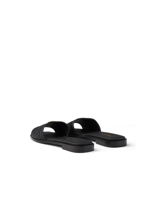 Prada White Leather Slides With Crochet Details