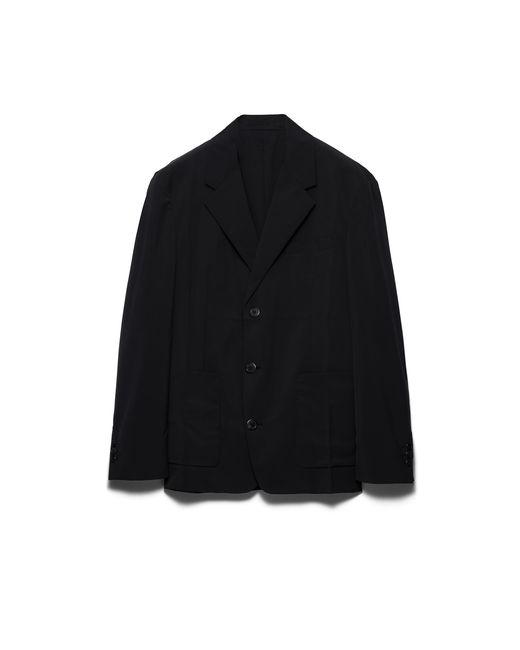Prada Black Single-Breasted Wool Blend Jacket for men