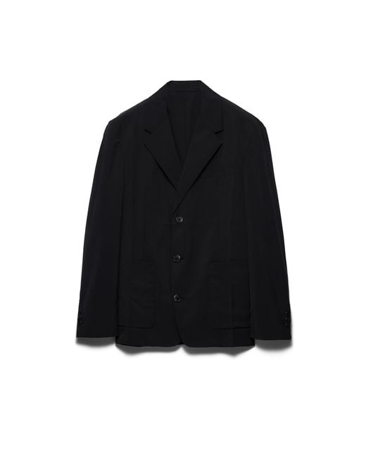Prada Black Single-Breasted Wool Blend Jacket for men