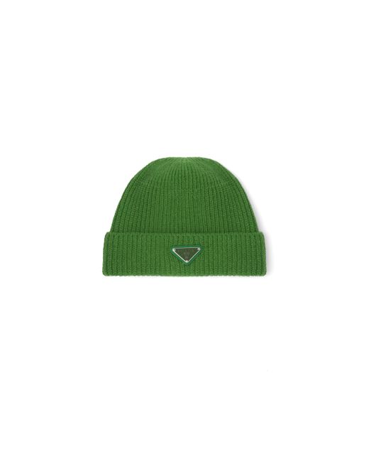 Prada Green Wool And Cashmere Beanie for men