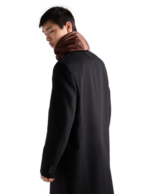 Prada Black Single-Breasted Wool Blend Coat for men