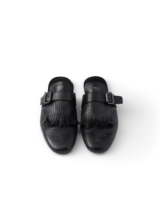 Prada Shuffle Mules Aus Leder in Black für Herren