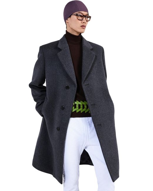 Prada Gray Single-Breasted Wool Coat for men