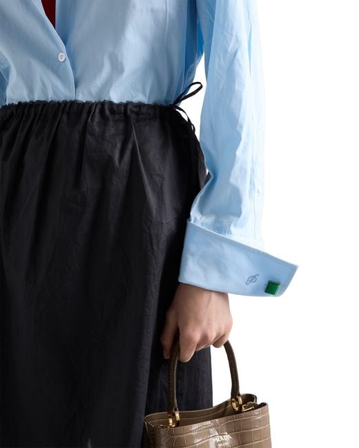 Prada Blue Cotton Organdy Midi-Skirt