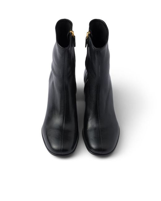 Prada Black Stretch Nappa Leather Booties Size 35