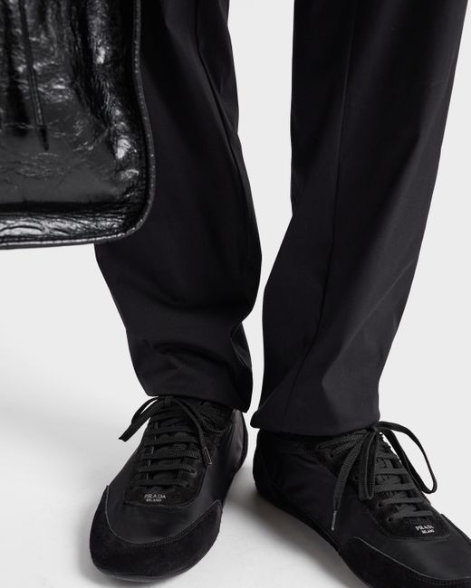 Pantalon En Popeline Stretch Prada pour homme en coloris Black