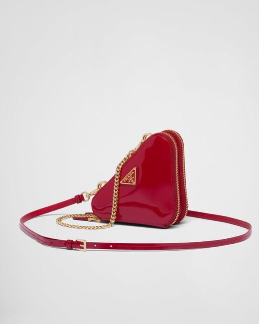 Prada Red Triangular Patent Leather Mini Pouch
