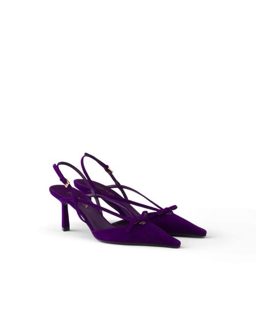 Prada Purple Suede Slingback Pumps