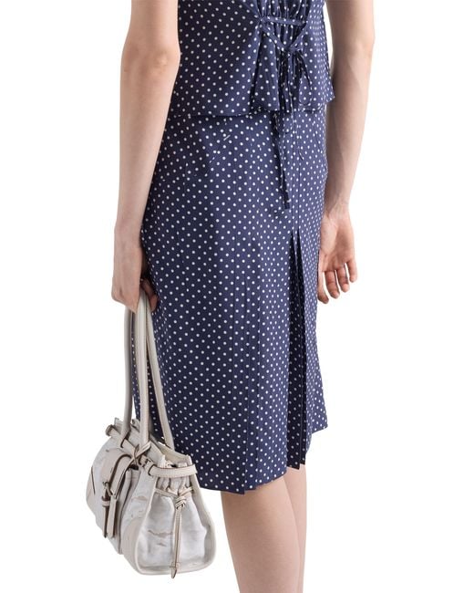 Prada Blue Polka-Dot Marocain Skirt