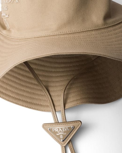 Prada White Wide-Brimmed Drill Hat for men