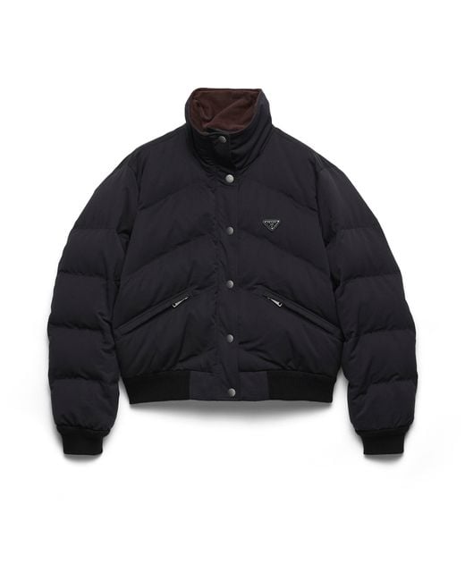 Prada Blue Cropped Compact Poplin Down Jacket