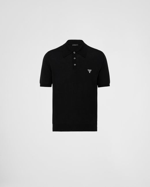 Prada Superfine Wool Polo Shirt in Black for Men Lyst UK