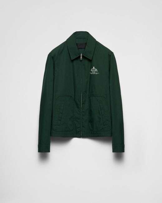 Prada Green Cotton-blend Logo Jacket for men