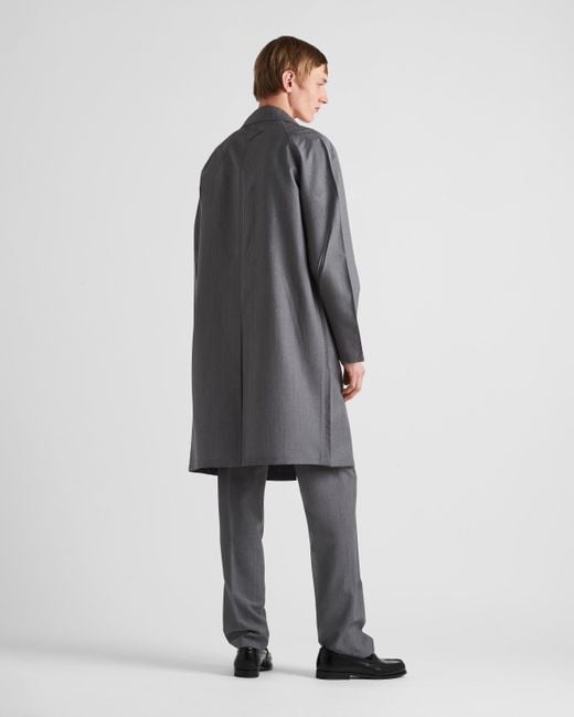 Prada Gray Triangle-Logo Mohair-Wool Trousers for men