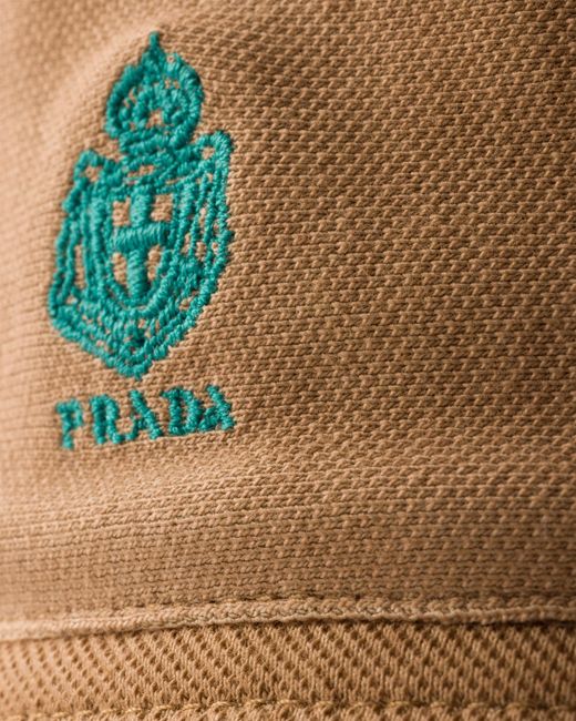 Prada Natural Old Piqué Bucket Hat, Khaki