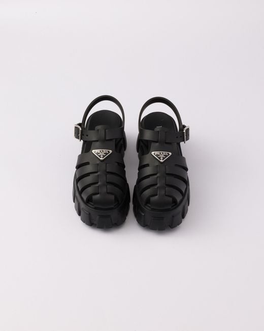 Prada Black Plateausandalen Monolith aus Gummi