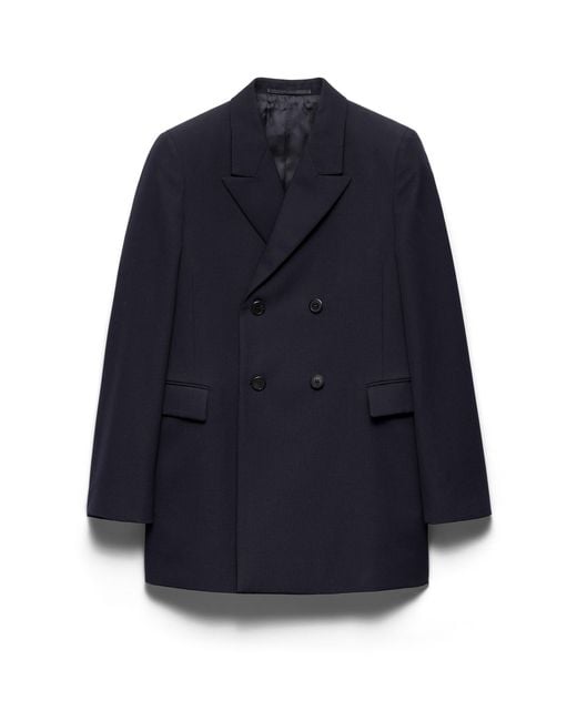 Prada Blue Double-Breasted Wool Jacket for men