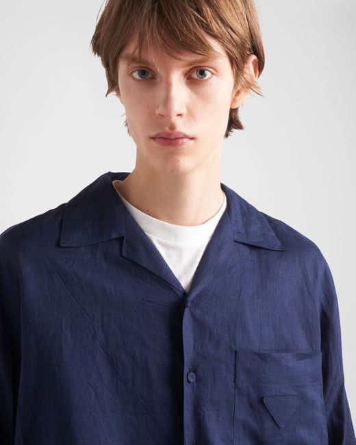Prada Blue Linen Shirt for men