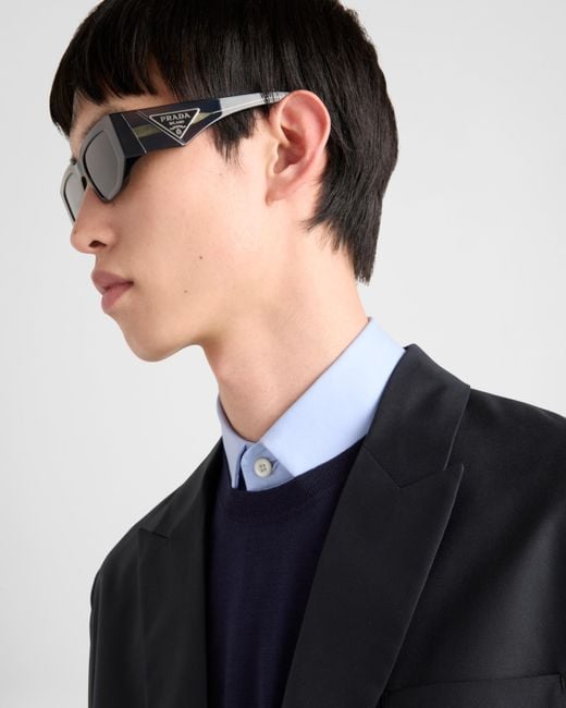 Prada Gray Sunglasses With The Triangle Logo for men