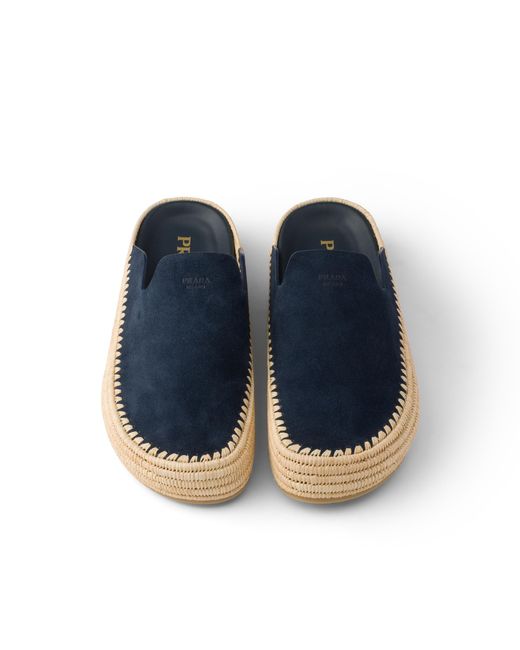 Prada Blue Suede Mules, Ultramarine for men