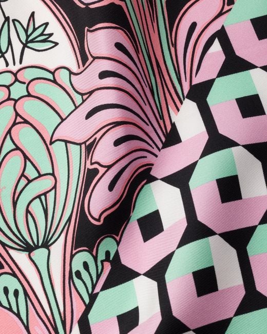 Prada White Printed Silk Twill Scarf 55