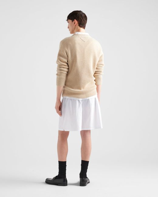 Pantalon En Popeline Prada pour homme en coloris White