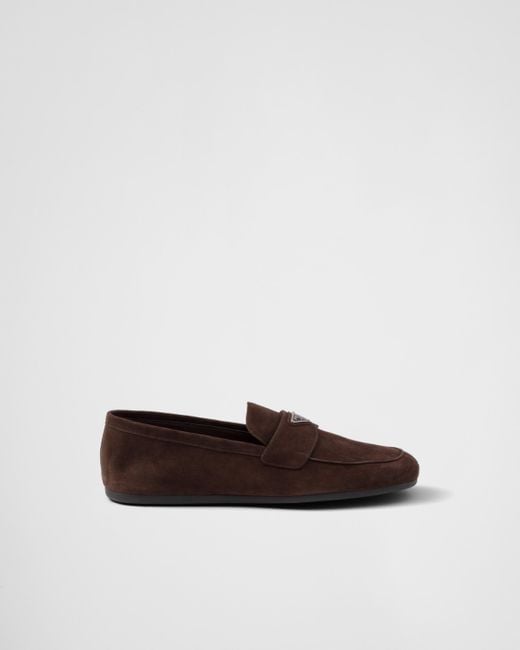 Prada Suede Loafers in Brown for Men Lyst UK