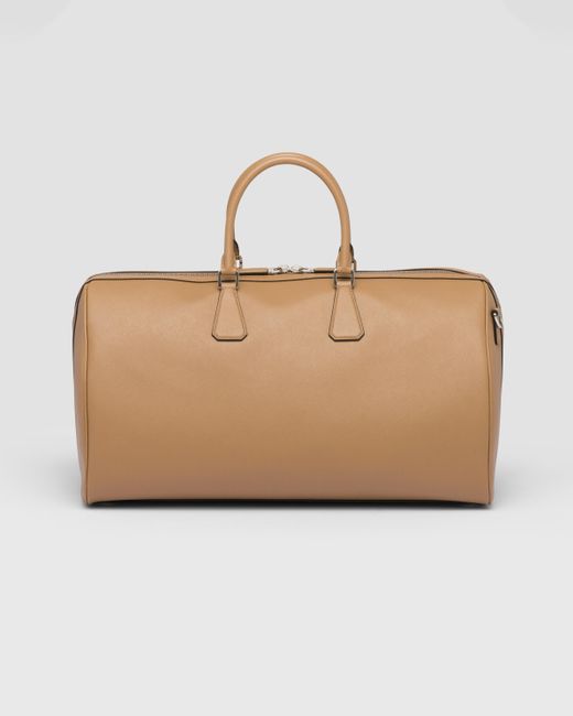 Prada Natural Saffiano Leather Travel Bag
